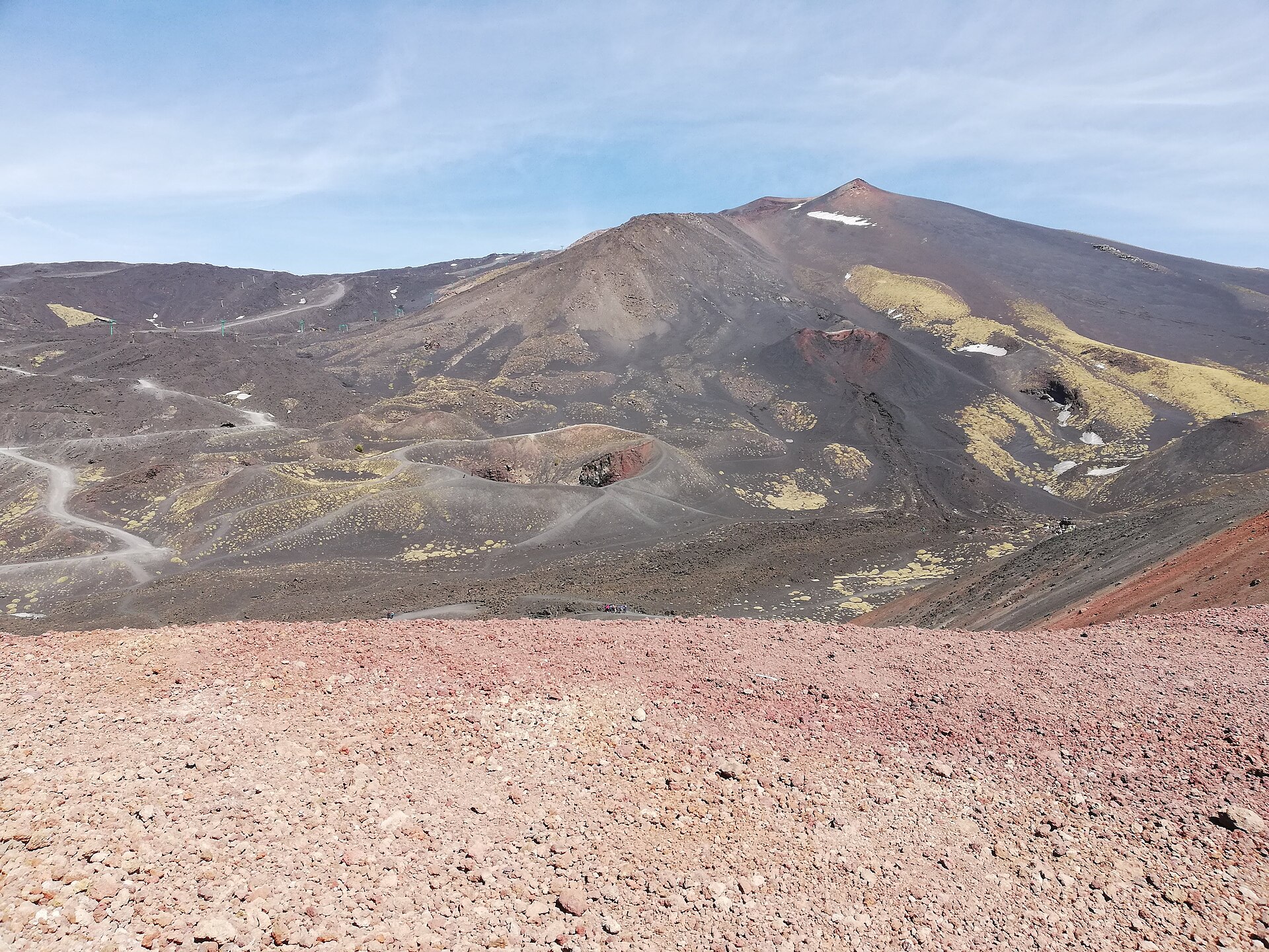 Cratères latéraux de l'Etna sur la lave noire